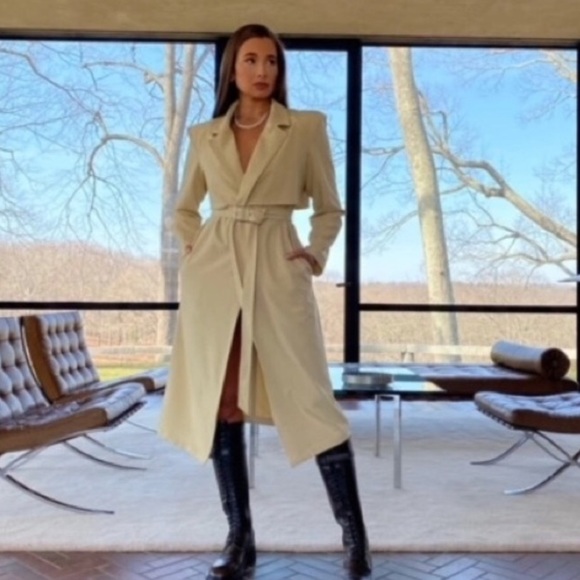 Danielle Bernstein weworewhat Long trench coat in taupe - Picture 3 of 9